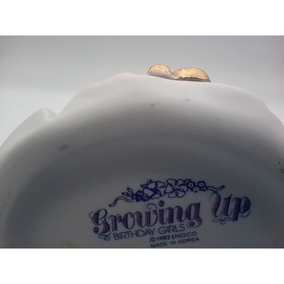 Enesco Birthday Girl Figurine Number 13 Pink Dress Red Hair Vintage 6 Inch 1982 - Picture 13 of 13